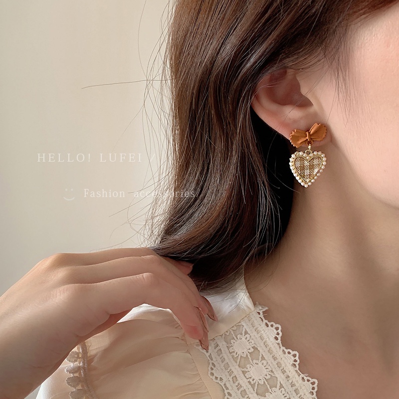 Khuyên tai màu cà phê thời trang retro sang trọng cho nữ