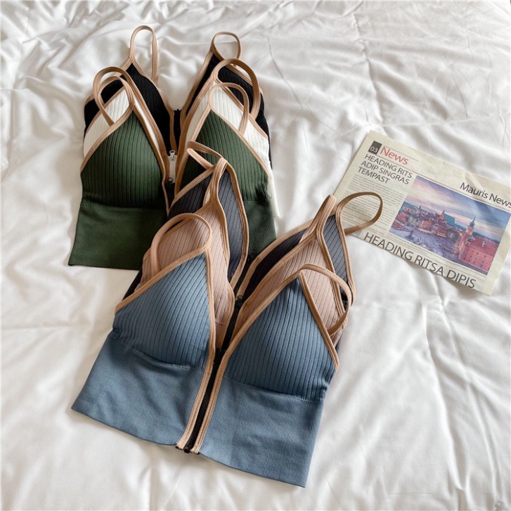 Áo bra croptop LUHAZO 2 dây cotton len tăm sexy co giãn  quyến rũ có mút đệm ngực Nhiều Màu Thể Thao DK7T401