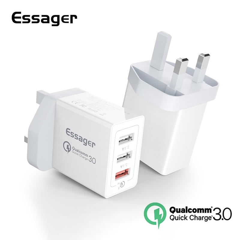 Cốc sạc pin Essager 30W 3 cổng USB hỗ trợ sạc nhanh