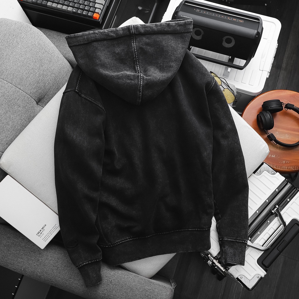 Áo hoodie unisex màu xám khói vải da cá dày dặn , áo khoác chui bigsize thu đông bụi bặm - 3bros