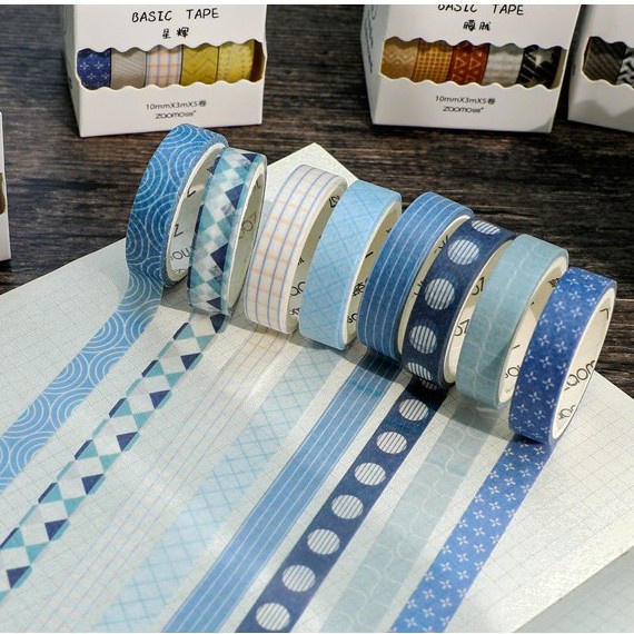 Trọn bộ phụ kiện Bullet journal Blue gồm sticker, washi tape trang trí sổ, planner Luv107