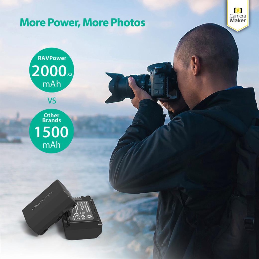 Pin và sạc SONY FZ100 hãng RAVPOWER RP-BC018 dùng cho SONY A7III, A7RIII, A7IV, A7S3, A7R4, A9, FX30