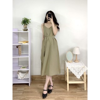 Đầm - Váy hai dây linen