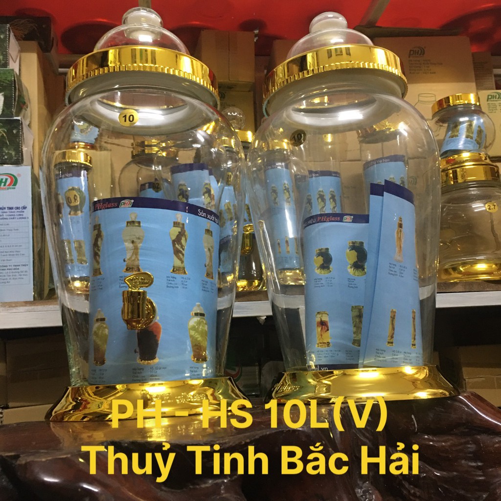 BÌNH NGÂM RƯỢU THỦY TINH CAO CÂP 10 Lít -KHÔNG CHÌ -  SẢN XUẤT TẠI VIỆT NAM-THỦY TINH BẮC HẢI
