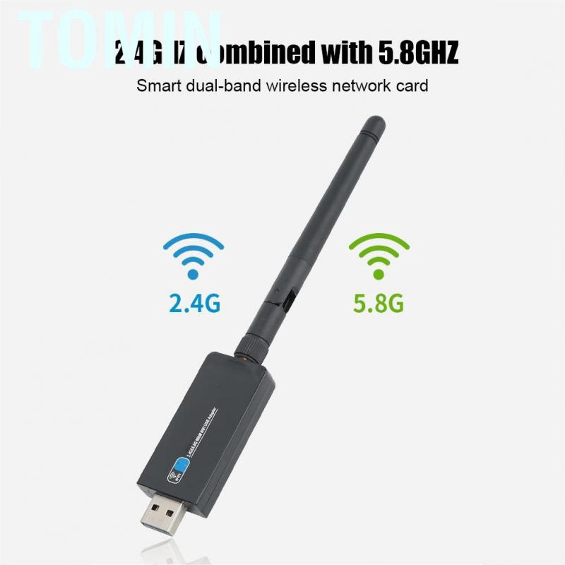 Thẻ mạng không dây 600M WIFI Bluetooth 4.0 AC USB cho máy tính để bàn với 2 anten đa hướng thông minh