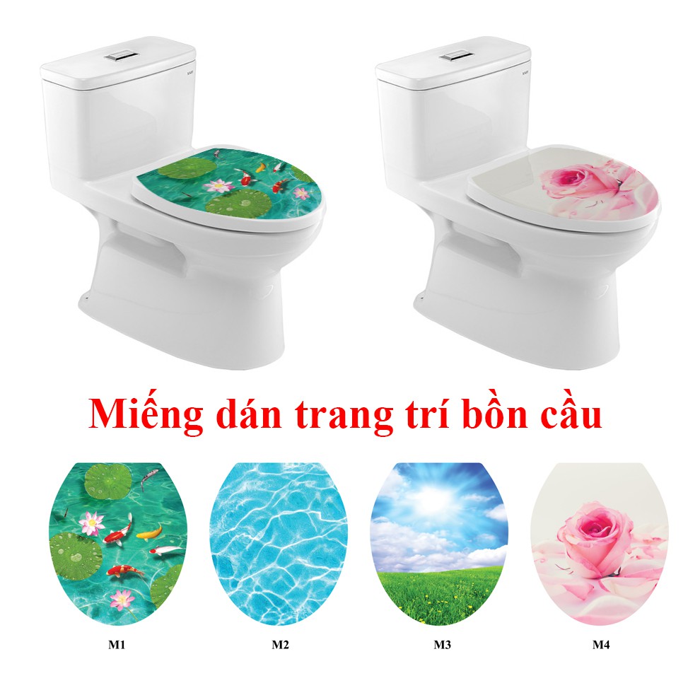 Miếng dán trang trí bồn cầu chất liệu decal không thấm nước (giao mẫu ngẫu nhiên)