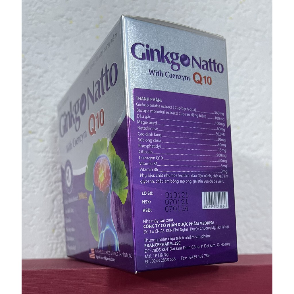 Hoạt huyết dưỡng não, bền thành mạch Ginkgo Nato 360mg hộp 100 viên chính hãng