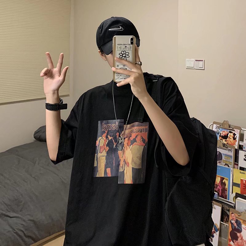 Áo Thun Dáng Rộng In Chữ Phong Cách Hàn Quốc Thời Trang Mùa Hè Cho Nam Size M-8XL