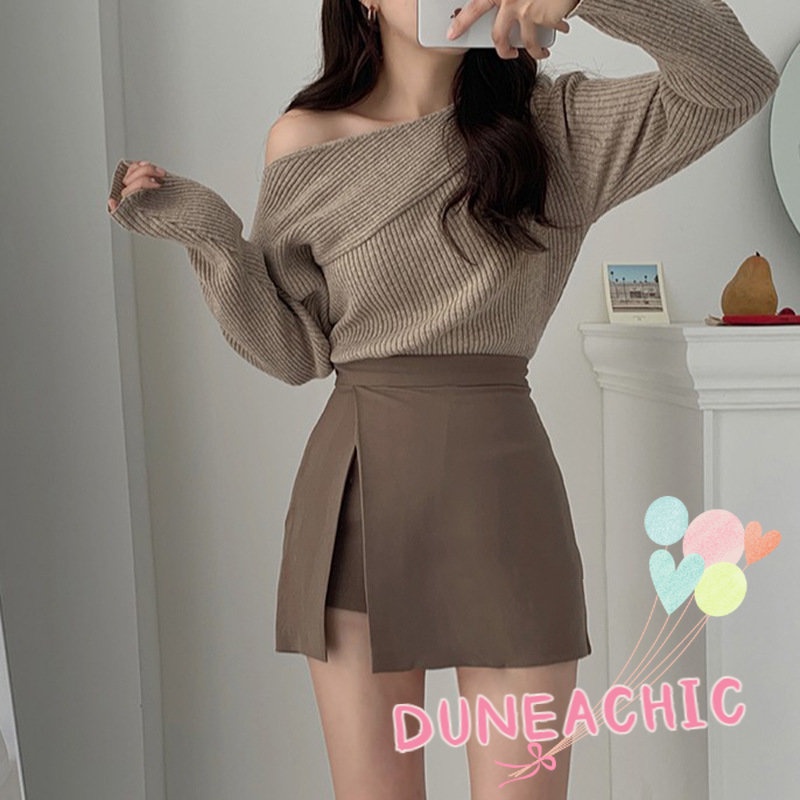 DUNEA Quần Culottes Lưng Cao Dáng Chữ A Xẻ Tà Quyến Rũ Dành Cho Nữ