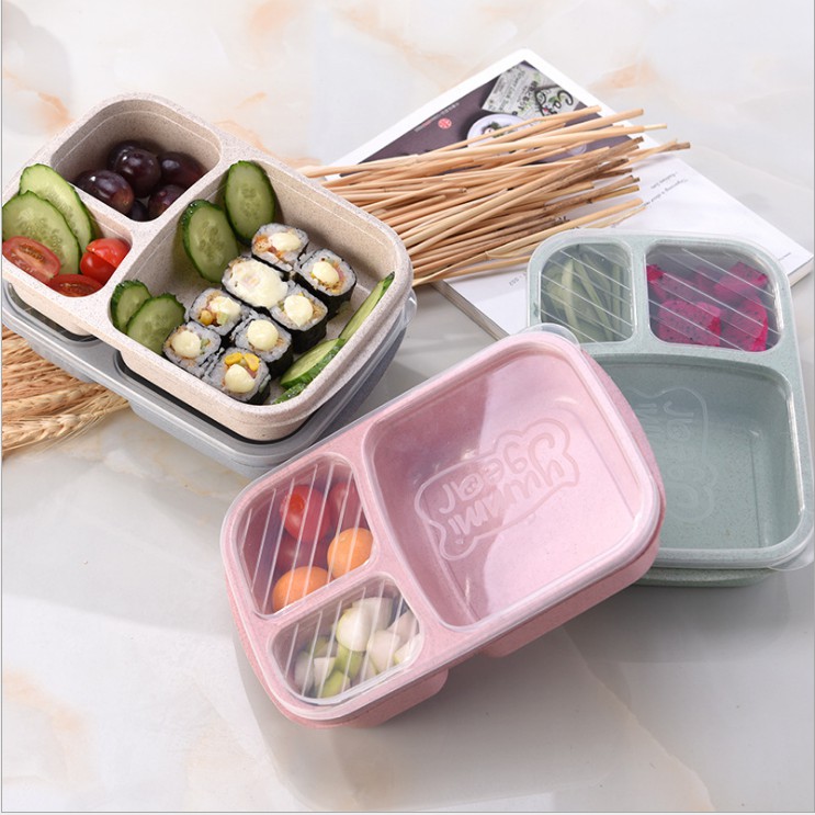 Hộp đựng cơm văn phòng 3 ngăn nắp trong suốt, hộp bảo quản thực phẩm đa năng mã HC20