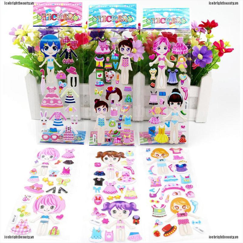 Set 5 Tấm Hình Dán 3D Trang Trí Quần Áo Cho Bé Gái