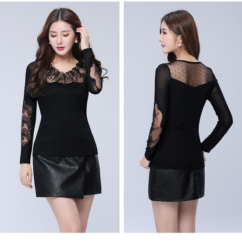 Áo kiểu nữ thêu ren hàng Quảng Châu-MS18