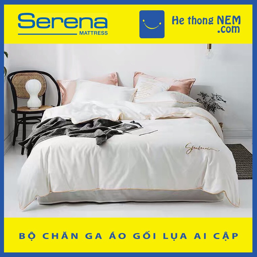 NNN Bộ ra giường Lụa Ai Cập SERENA Tencel Sumoi Cao Cấp set 4 món - 5 món chăn ga vỏ gối - Hệ Thống Nệm