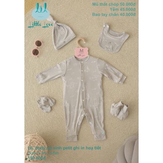 Lil little love - Bộ cài chéo, bộ body petit cho bé sơ sinh - 6m 3-7kg
