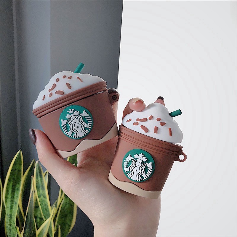 [Quà tặng ý nghĩa] Ốp Airpods trà sữa Starbuck nâu - Case Đựng Tai Nghe không dây i12