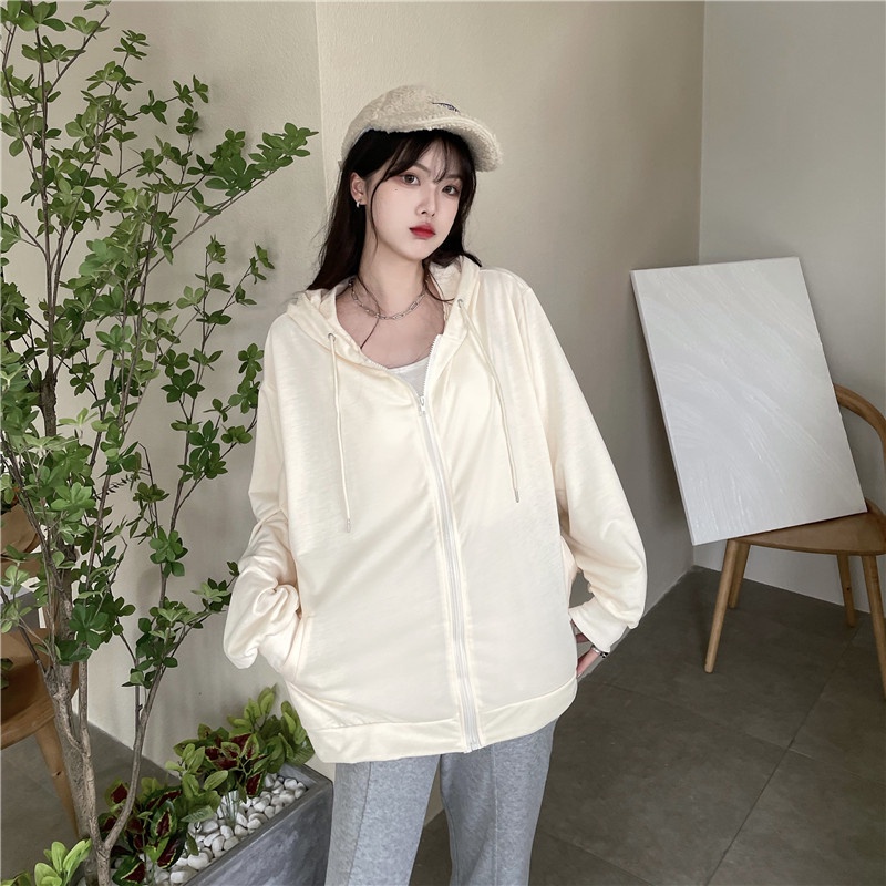 Mới Áo Hoodie Tay Dài Dáng Rộng Phong Cách Hàn Quốc