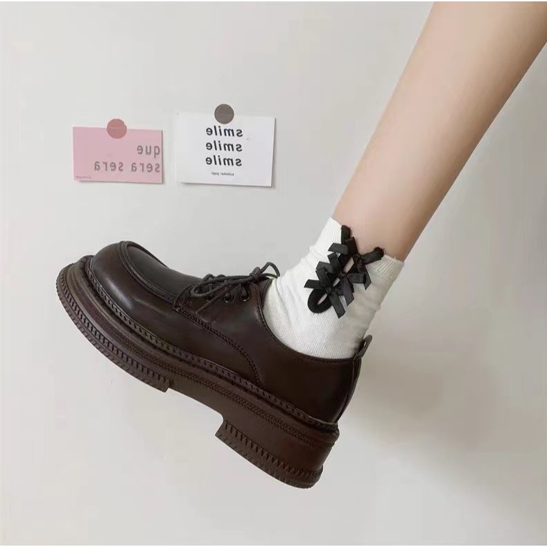 - Giày Oxford Nữ da cao cấp Cổ Thấp Đế Dày Tăng Chiều Cao Phong Cách Hàn Quốc N3