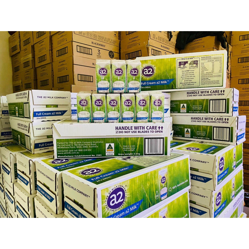 Sữa A2 nguyên kem dạng nước 24 hộp 200ml - Hàng Úc