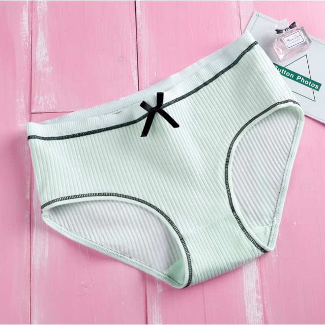 Quần lót nữ cotton gân tăm viền đen phối nơ xinh có chọn màu chọn size Q 105 - CHILL HOUSE