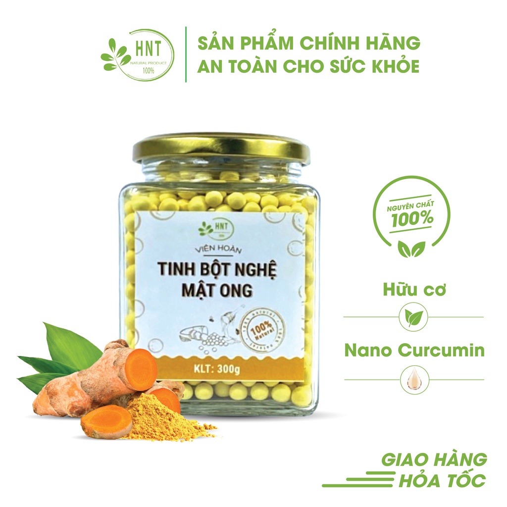 Viên tinh bột nghệ mật ong - Sử dụng khi - Đau dạ dày - Phụ nữ sau sinh - HNT NATURAL PRODUCT VTBN300