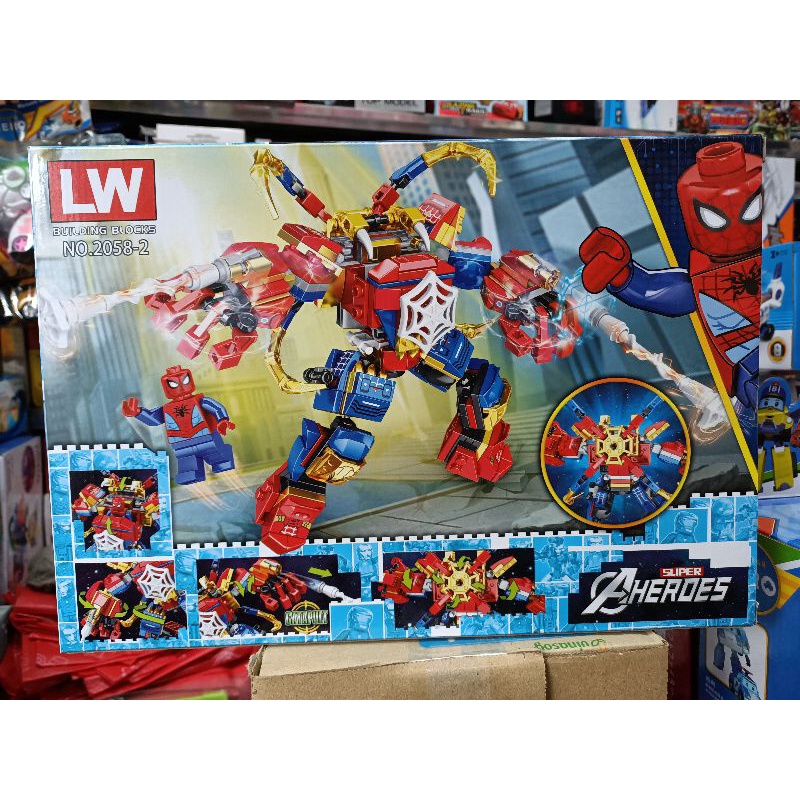 Hộp lê gô lắp ghép mô hình Robot Người Nhện SPIDER MAN 2058-2