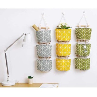 Túi Vải Treo Tường Đỏ Xanh Loại 1 Dây + Tặng Móc Treo Dán Tiện Dụng