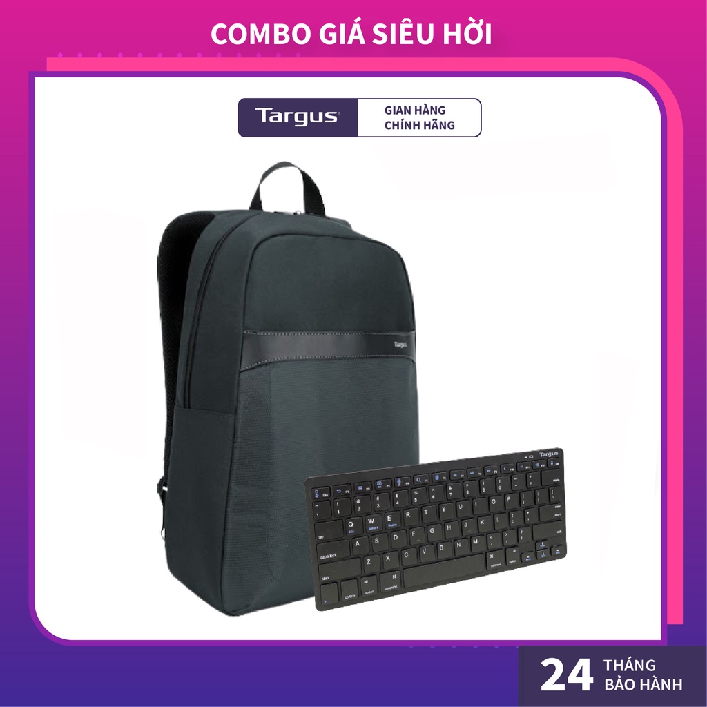 Combo Balo Laptop Targus TSB96001 GeoLite Essentials (15.6 inch) &amp; Bàn Phím Không Dây TARGUS AKB55 Bluetooth