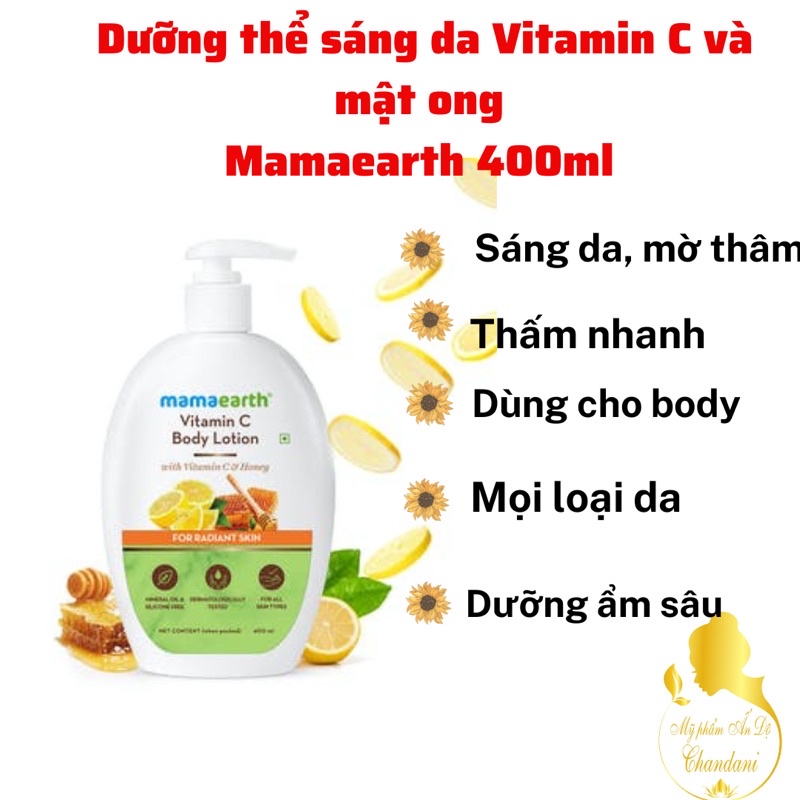 Dưỡng thể làm sáng da, điều màu da Vitamin c và mật ong của Mamaearth 400ml
