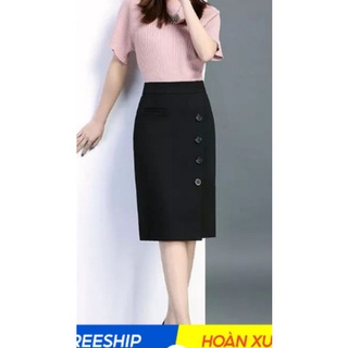 Combo 7chân váy bút chì xẻ trước phối cúc