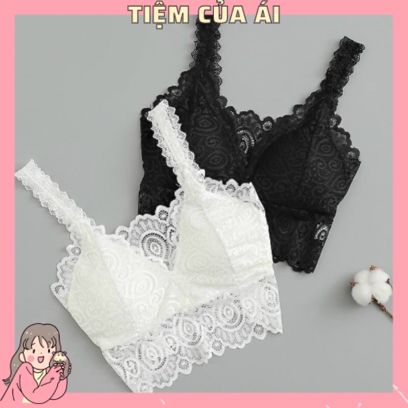 🌸 Áo bra ren dây bản to kèm mút - Áo croptop ren quyến rũ gợi cảm 🌸