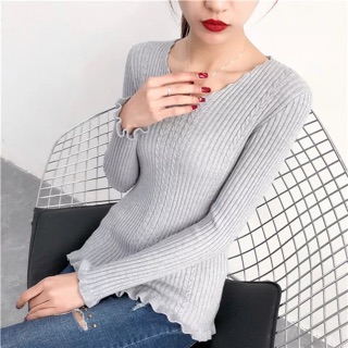 Áo len cổ tim hàng quảng châu