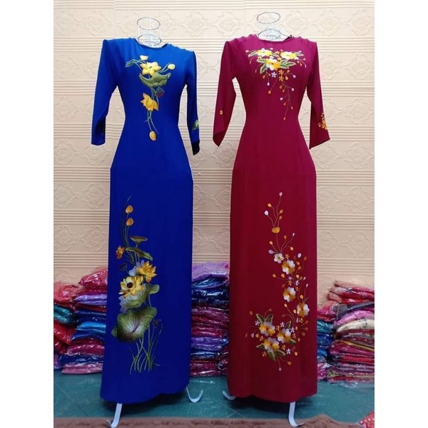 Áo dài tằm ý thêu