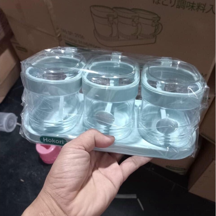 Bộ 3 Lọ đựng gia vị Hokori an toàn, tiện lợi