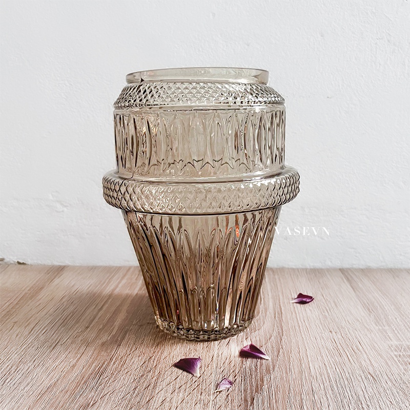 Lọ Hoa Thủy Tinh - Dáng thấp - Miệng Loe - Decor