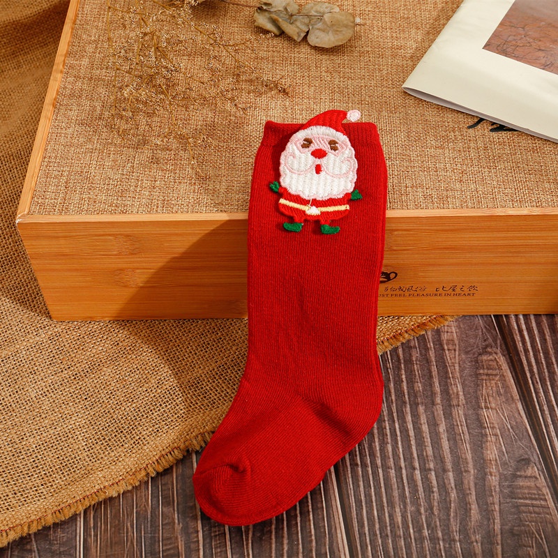 Vớ Cotton Cao Đến Đầu Gối In Họa Tiết Hoạt Hình Phong Cách Giáng Sinh Dành Cho Các Bé