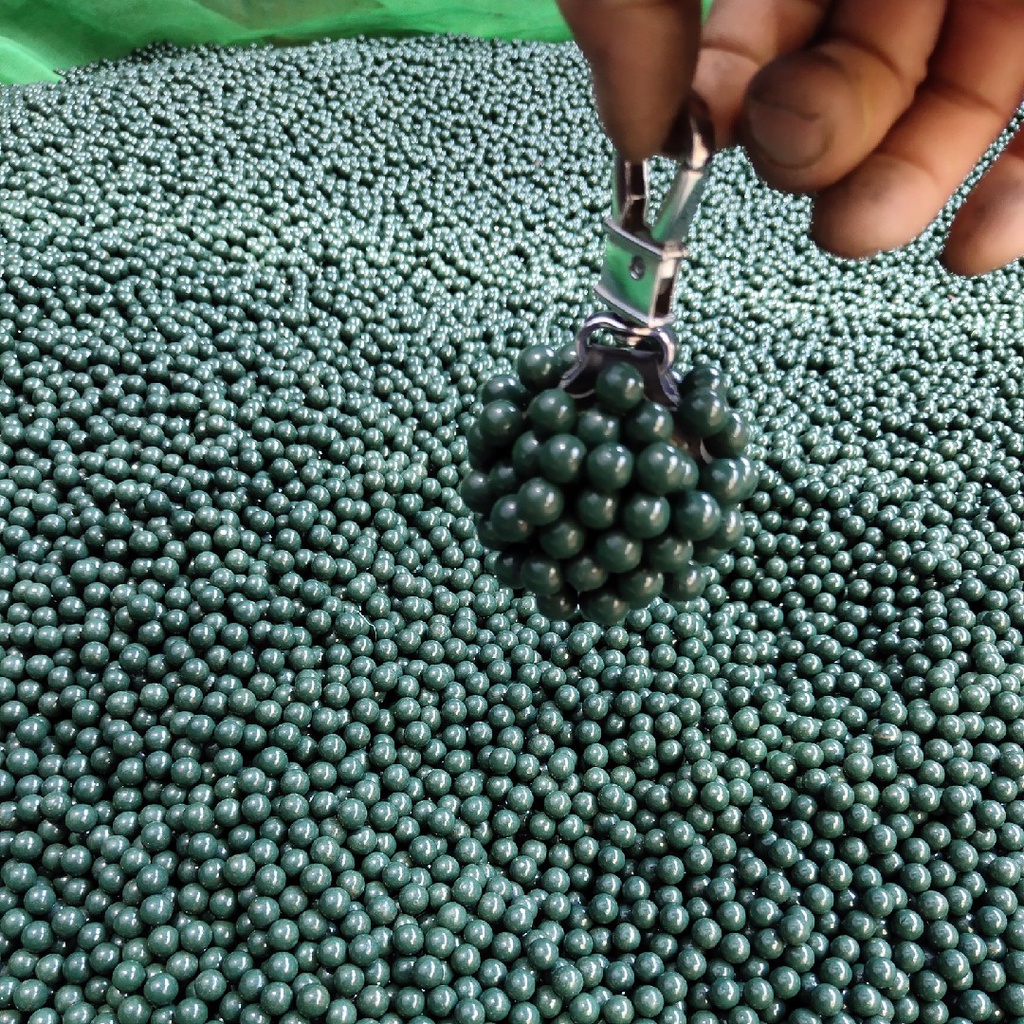 Bi đất sét cho ná cao su màu xanh ngọc siêu đẹp ngẫu nhiên 8-9mm, Sản phẩm trộn bột sắt, hít nam châm tốt tiện dụng