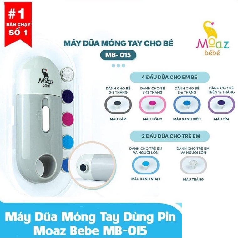 Máy Dũa Móng Tay an toàn cho bé Moaz BéBé MB-015 MB015 - dùng đựoc cho cả bé Sơ Sinh - BẢO HÀNH 12 THÁNG