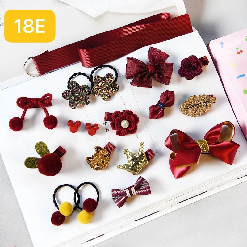 Set 18 kẹp tóc hình vương miện bằng da dễ thương cho bé gái