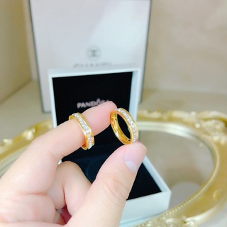 Nhẩn titan 1 hàng đá mạ vàng ko đen