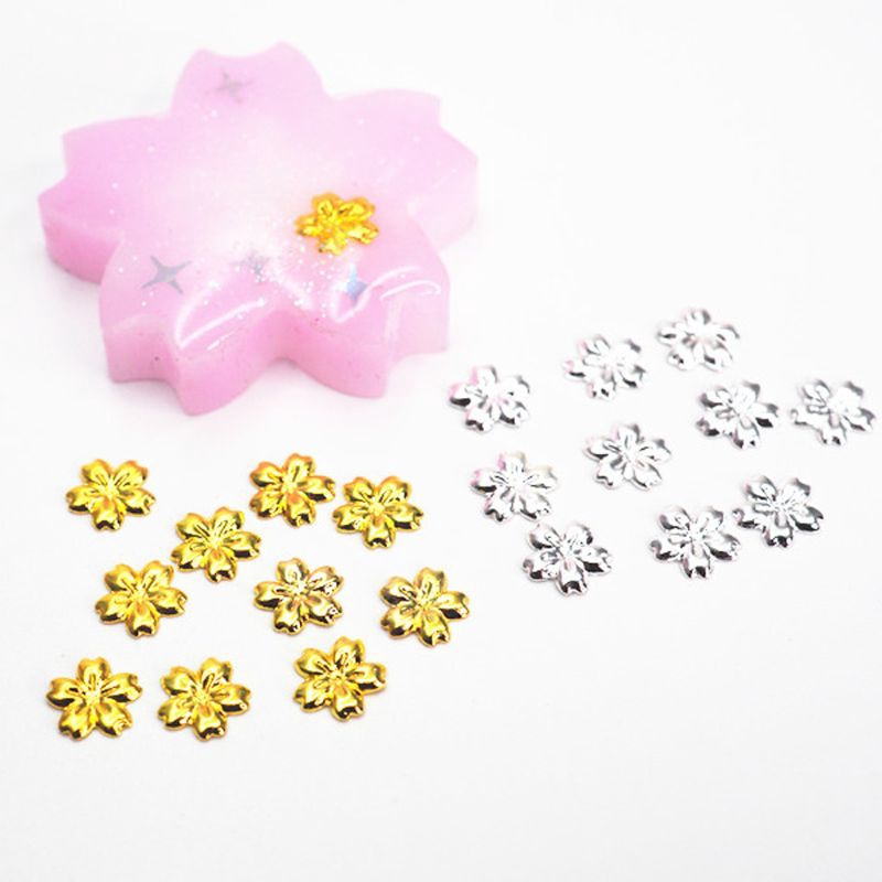 Bộ 100 hạt hoa anh đào resin UV lấp đầy khuôn ngọc mài tròn