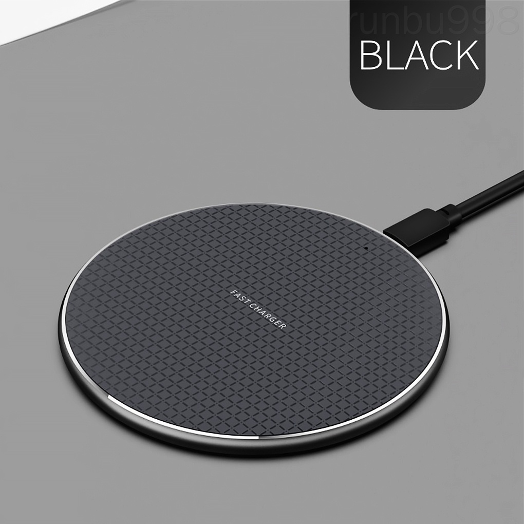 Đế sạc nhanh không dây 10w hình tròn có đèn led cho điện thoại kèm cáp