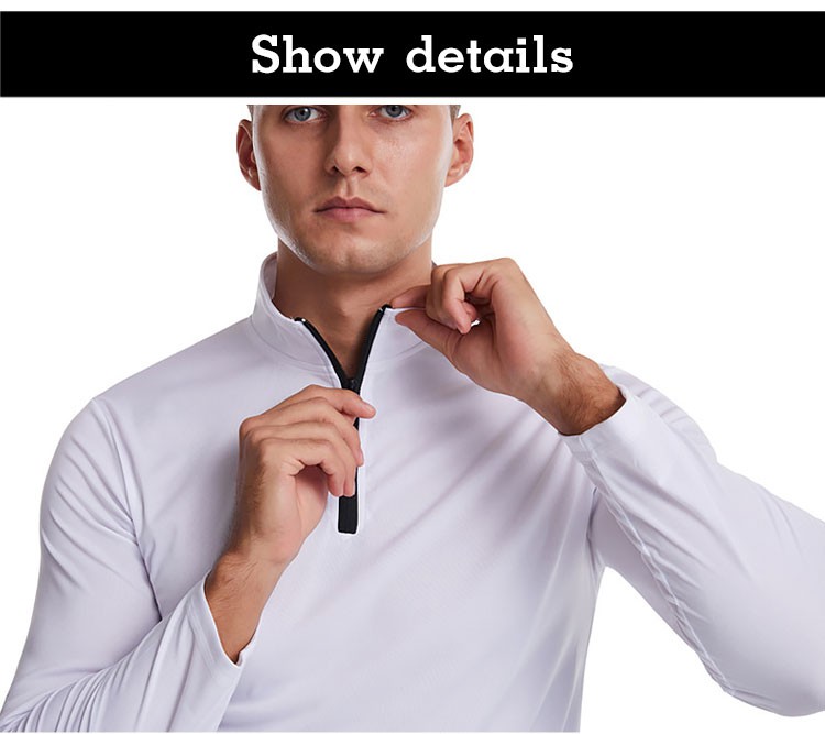 Geegobuy Áo Thun Nam Dài Tay Có Dây Kéo Chất Liệu Vải Nhanh Khô