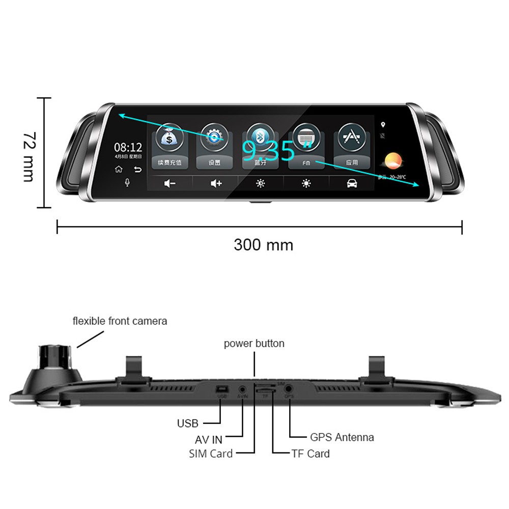 Camera hành trình Android kẹp gương Wintosee A07 4G/GPS/Wifi/ADAS 10 inch | BigBuy360 - bigbuy360.vn