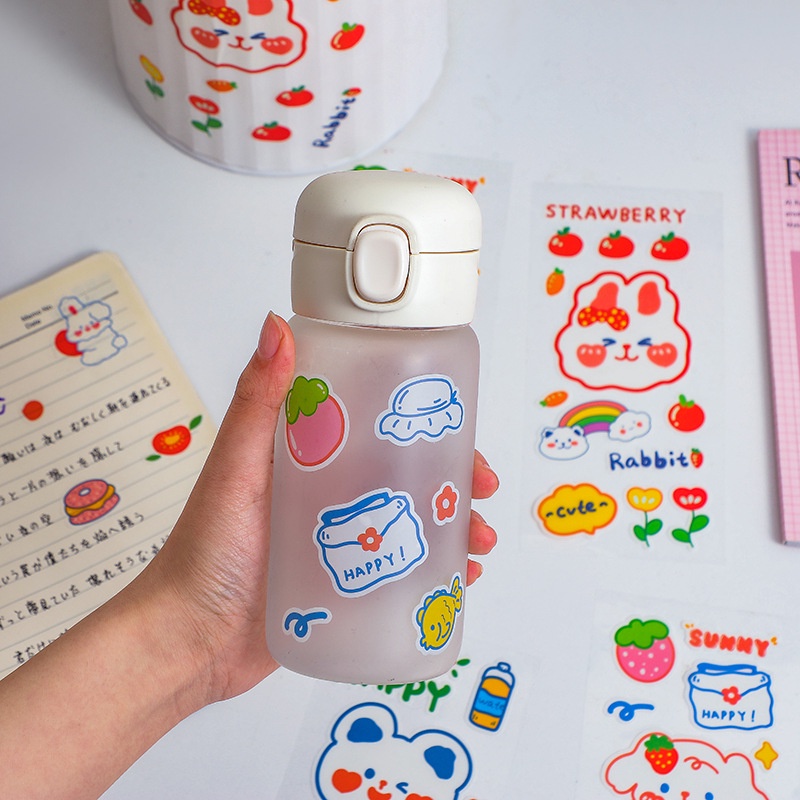 Sticker Hình Dán Gấu Thỏ Đáng Yêu Dễ Thương Trong Suốt Dán Túi Dựng Bút Khóa Kéo Hộp Bút Tiện Dụng