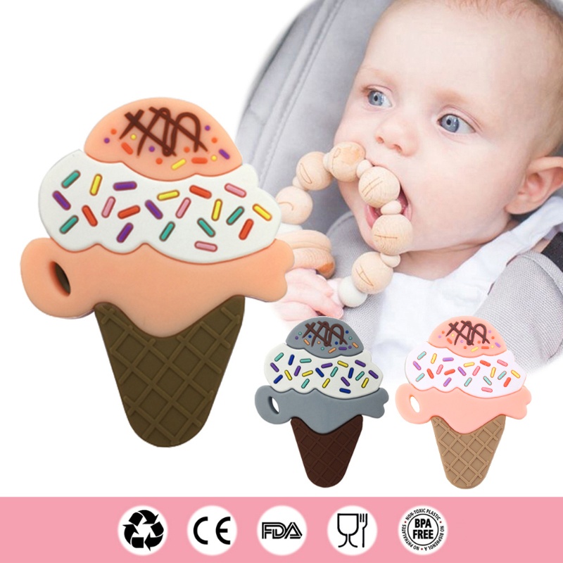 Đồ Chơi Ngậm Mọc Răng Giảm Đau Hình Cây Kem Bằng Silicon Dễ Thương Cho Bé Sơ Sinh