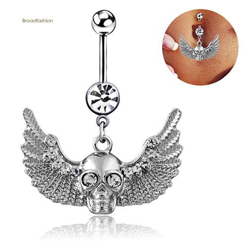 Khuyên rốn đính đá hình đầu lâu cá tính