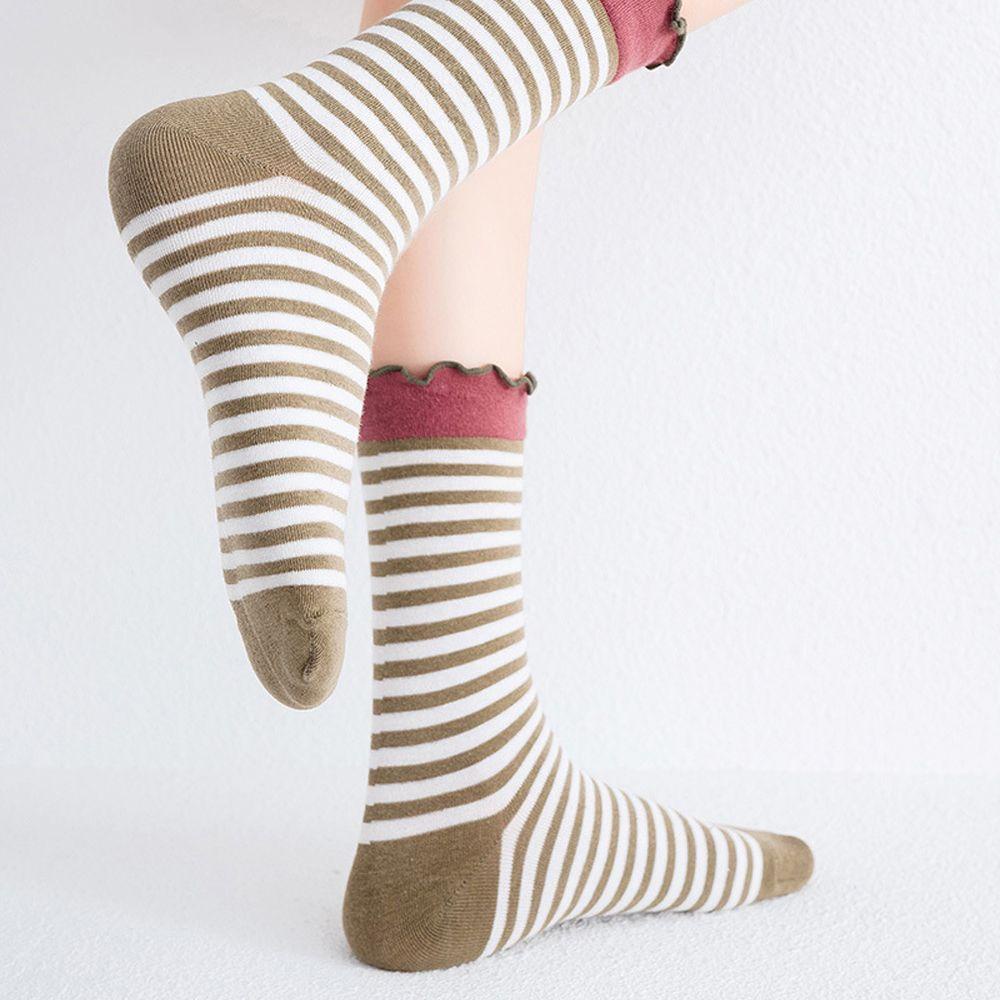Vớ Cotton Harajuku Diềm Xếp Nếp Thanh Lịch Phong Cách Thu Đông Cho Nữ