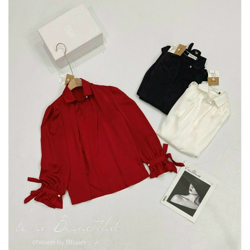 [Mã WASKT410K giảm 10K đơn 50K] Áo sơ mi lụa cổ choker tay nơ | BigBuy360 - bigbuy360.vn