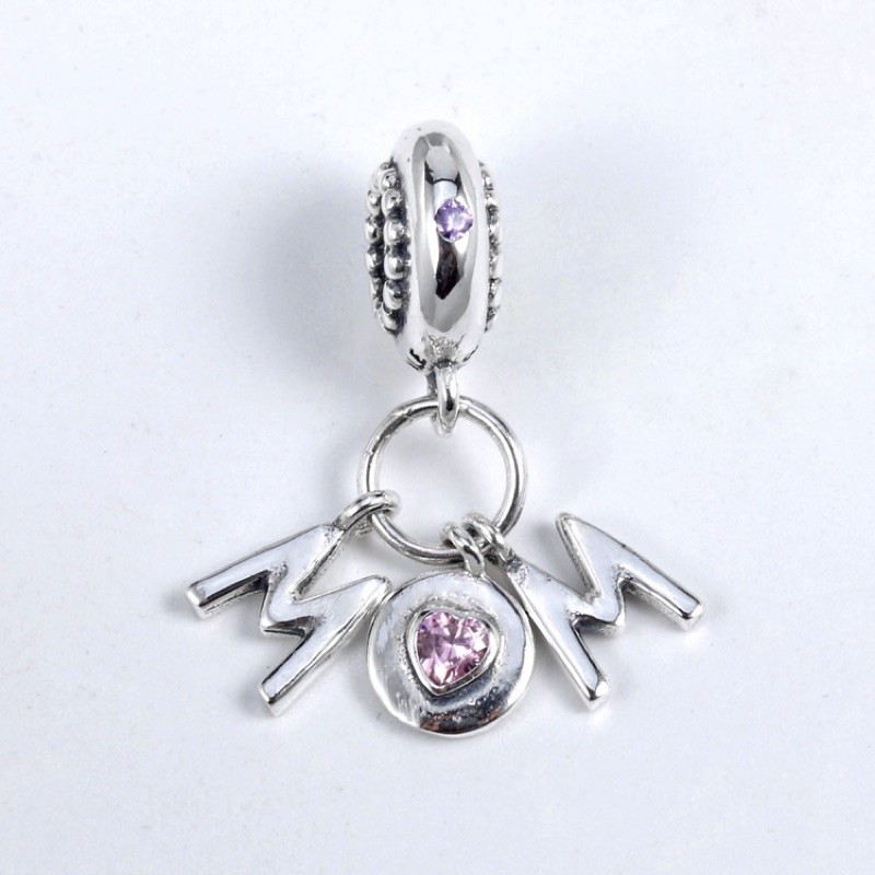 charm pan treo chữ mom bạc cao cấp s925