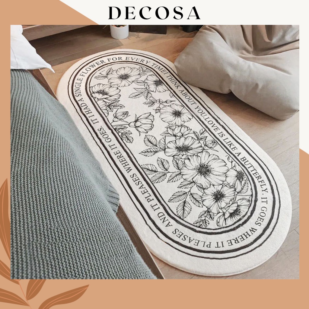 Thảm chùi chân chống trượt trang trí phòng ngủ họa tiết Vintage DECOSA